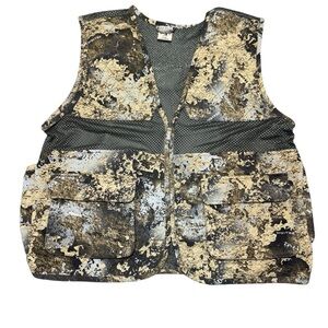 R RedHead Men’s Camo Hunting Vest Size L Brown Mesh Game Pockets Full Zip